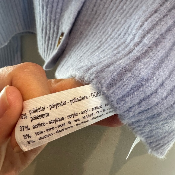 Zara Lavender Cable Knit Cardigan Cropped Grandpa Sweater Soft Cozy Scandi 6 - Picture 6 of 7